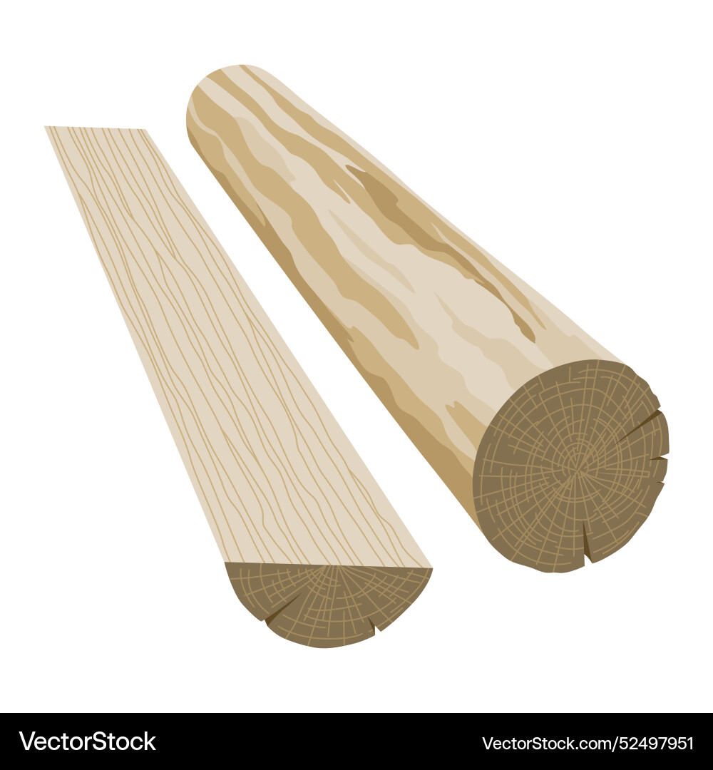 Building material round tree and half log Building material round tree and half log vector image