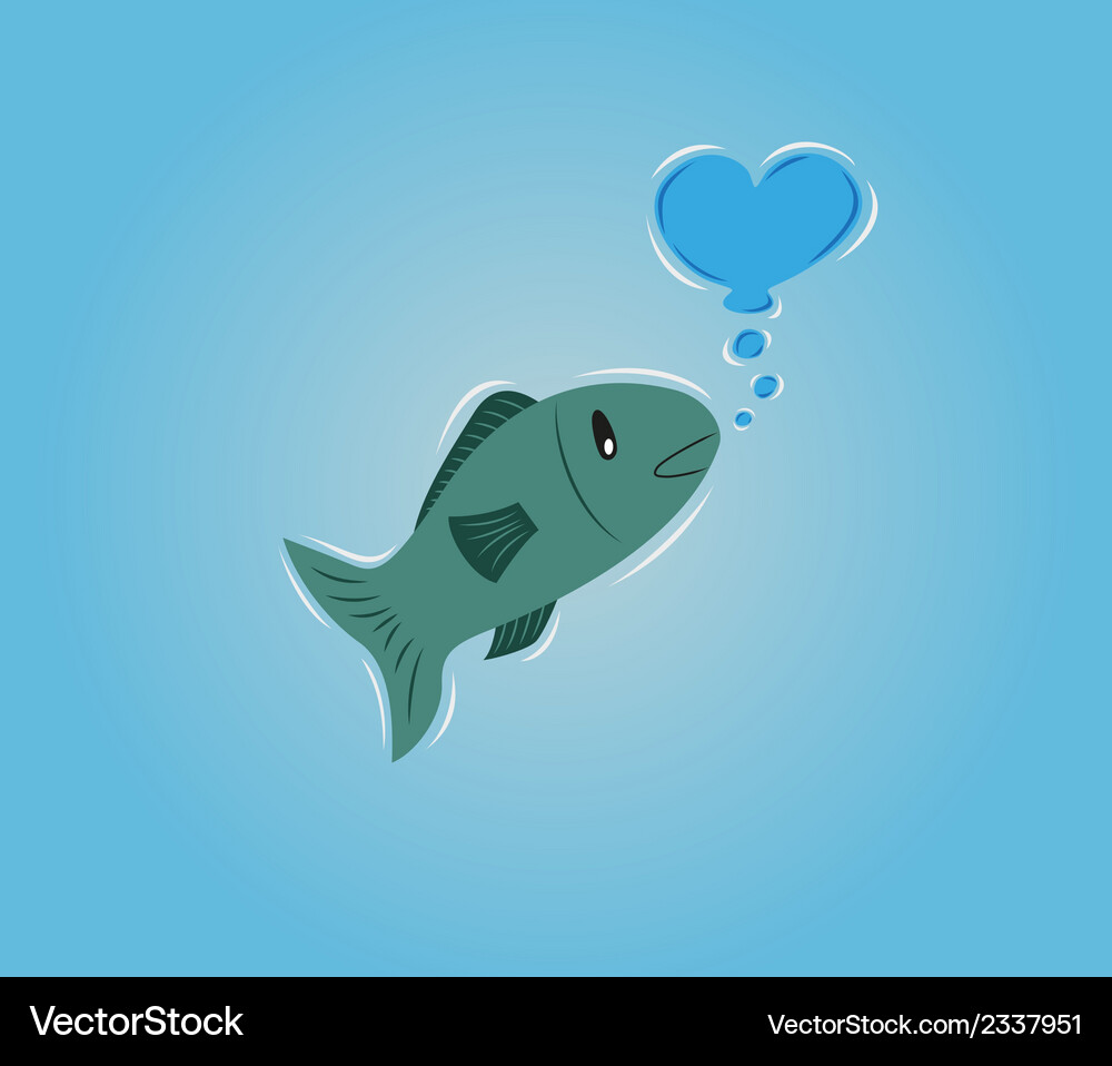 Fish with bubble heart Vector Image