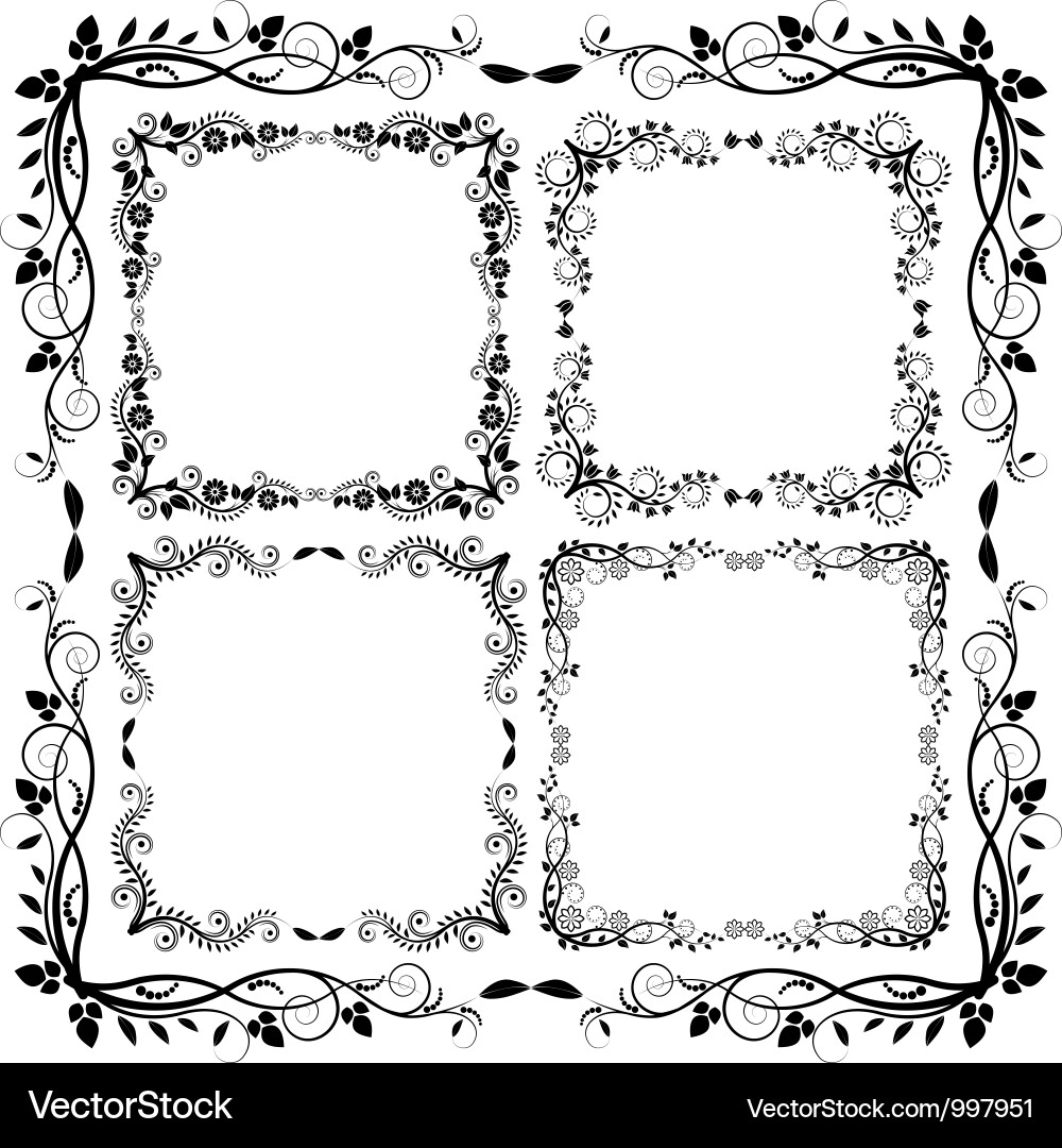 Floral Frame Elements Vector Image