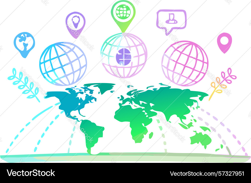 Global communication network with speech bubbles vector image