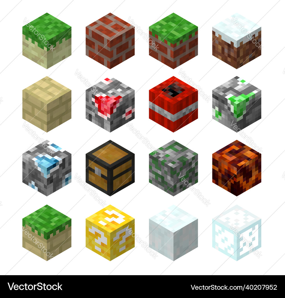 8-bit Pixel Block Set vector image