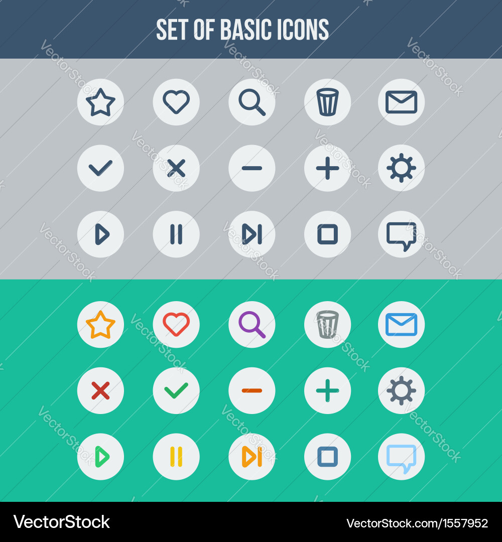 Flat ui design elements - set of basic web icons vector image