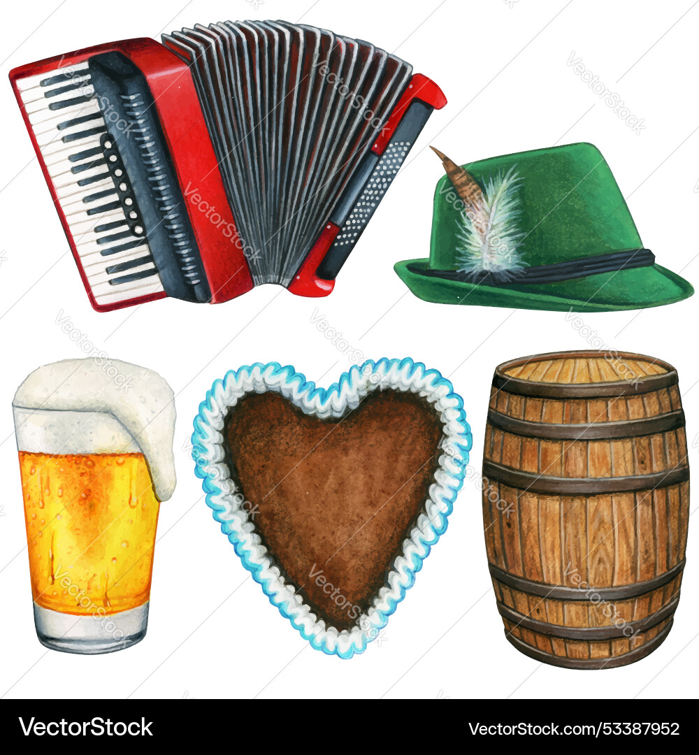 Oktoberfest Aquarell Hand gezeichnete Symbole Oktoberfest Aquarell Hand gezeichnete Symbole vektorbild