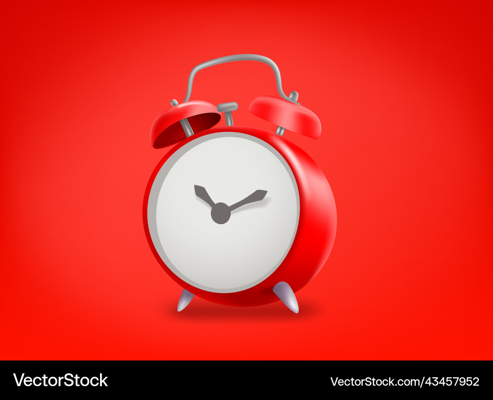 Red alarm clock on background 3d Vector Image