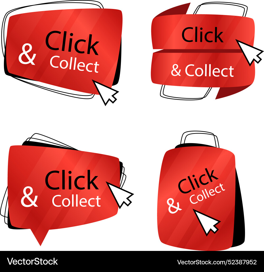 Set of creative click and collect buttons vector image