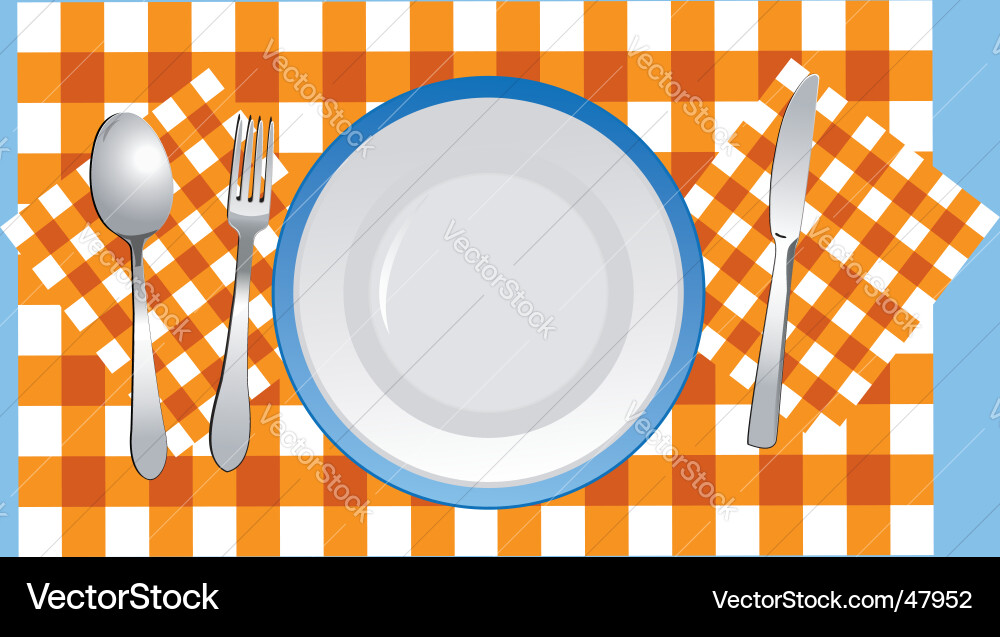 Table Setting with Plates and Utensils vector image