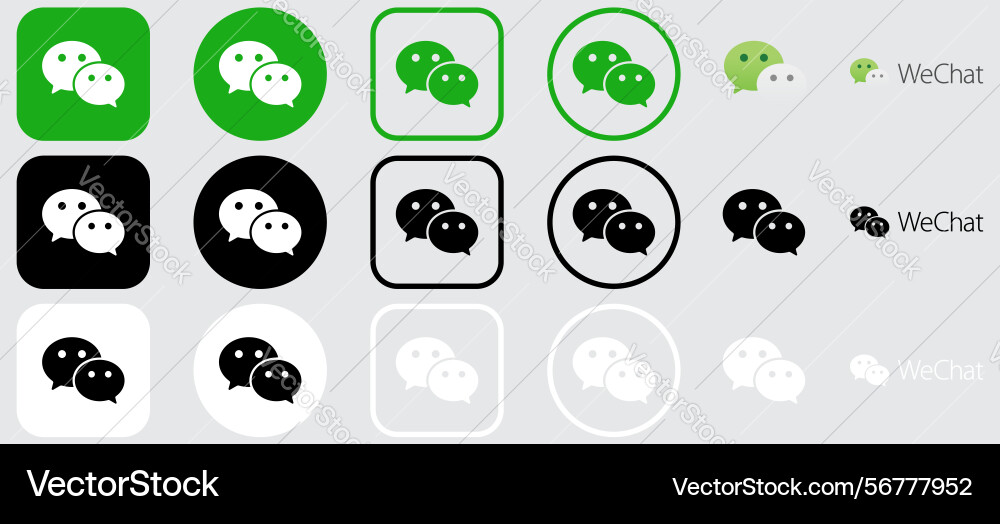 WeChat Icon Set - App & Messaging vector image