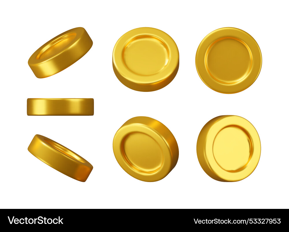 3D Goldmünze Ikone isoliert 3D Goldmünze Ikone isoliert vektorbild