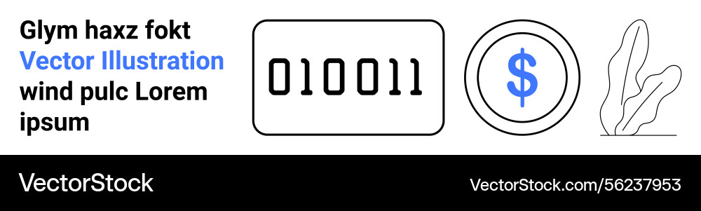 Binary code with currency symbol and minimal plant Binary code with currency symbol and minimal plant vector image