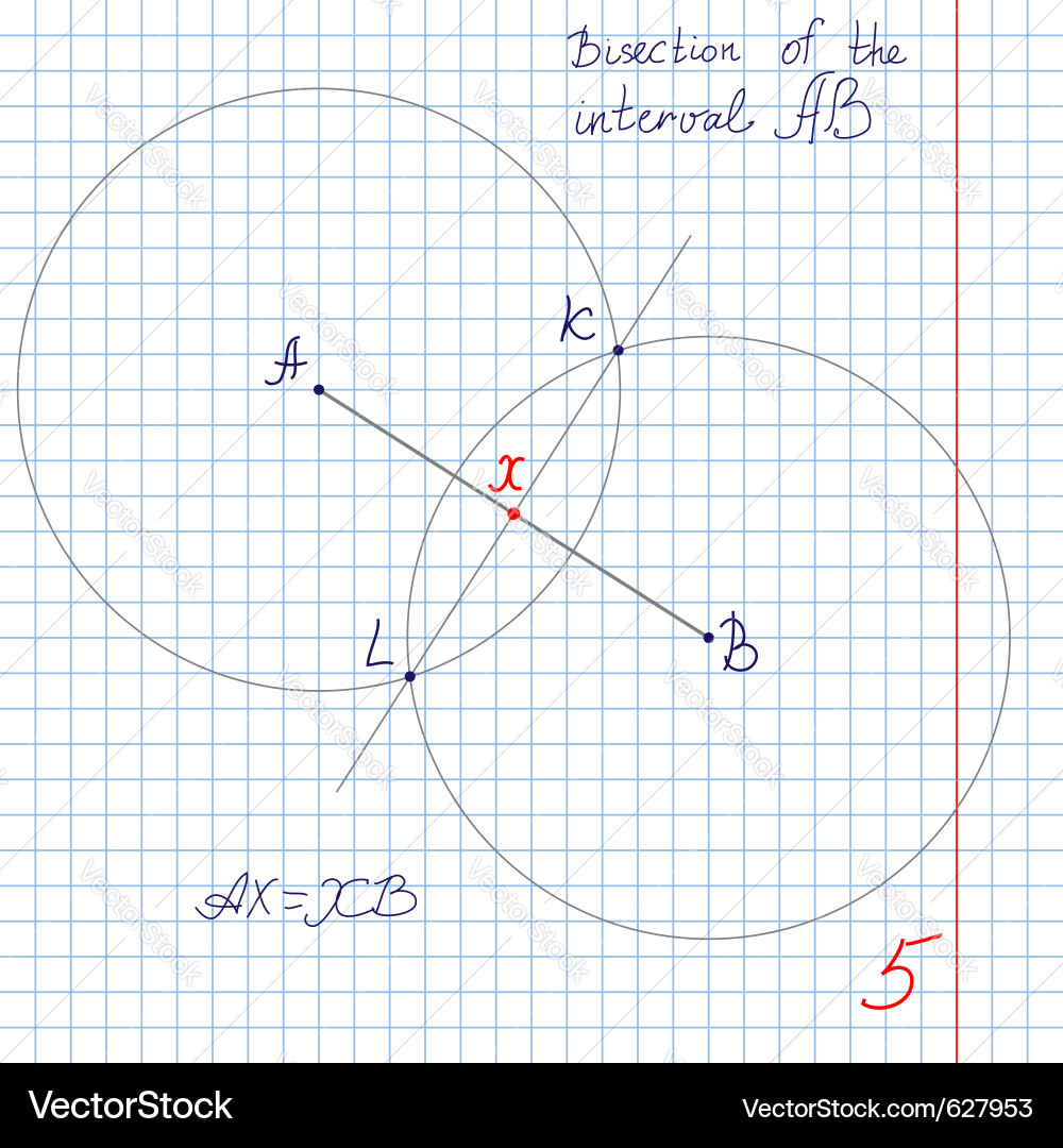 Bisection Drawing - Line Segment Division vector image