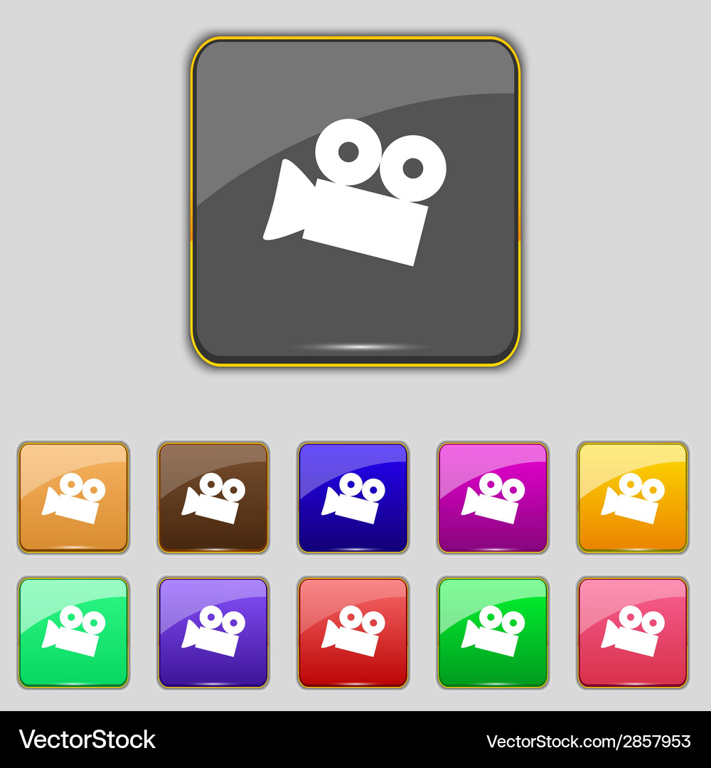Camera Icon Set - Colorful Buttons Vector Image