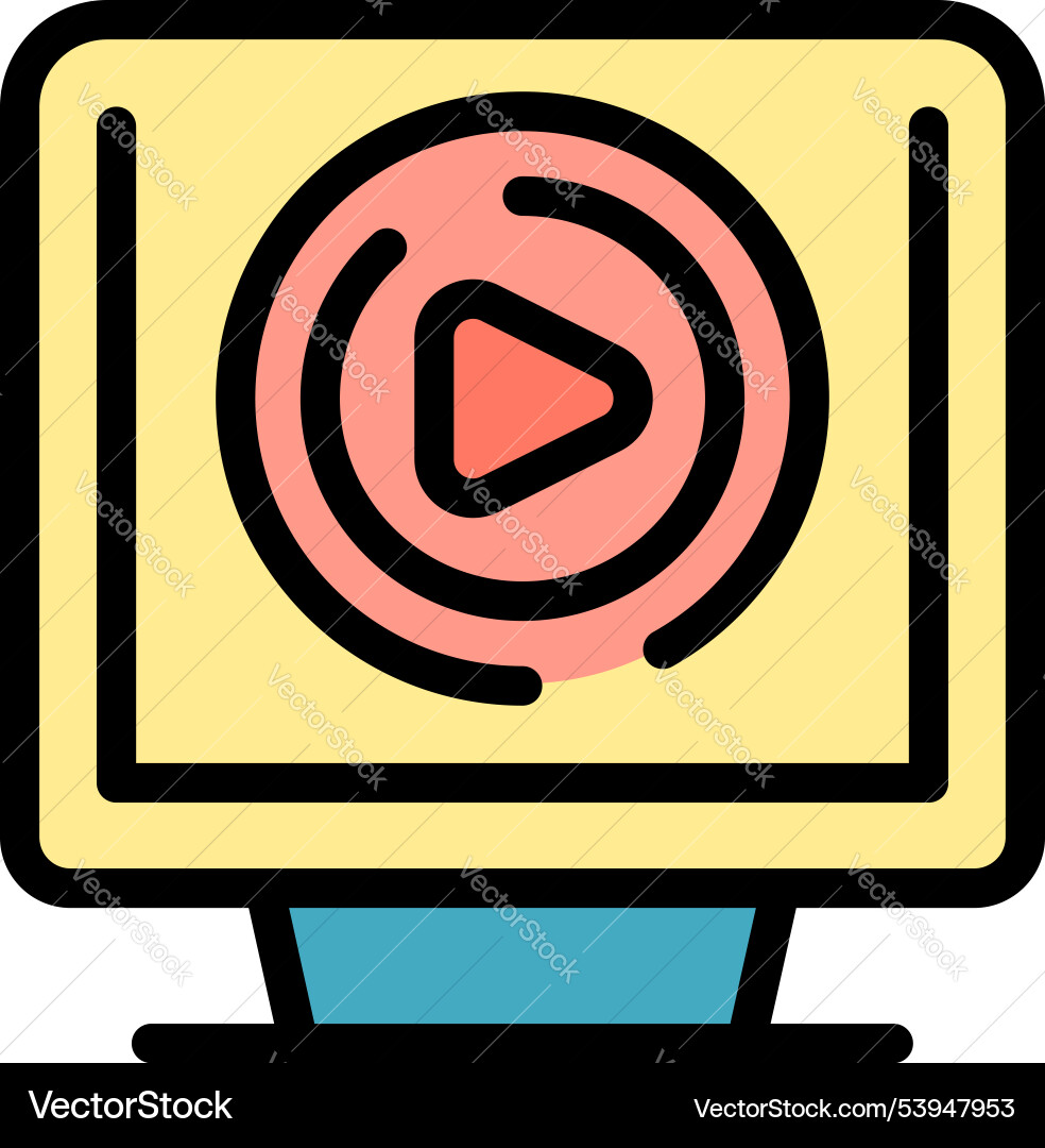 Computer monitor displaying streaming video player Computer monitor displaying streaming video player vector image