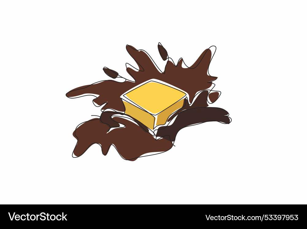 Continuous one line drawing caramel cube Continuous one line drawing caramel cube vector image