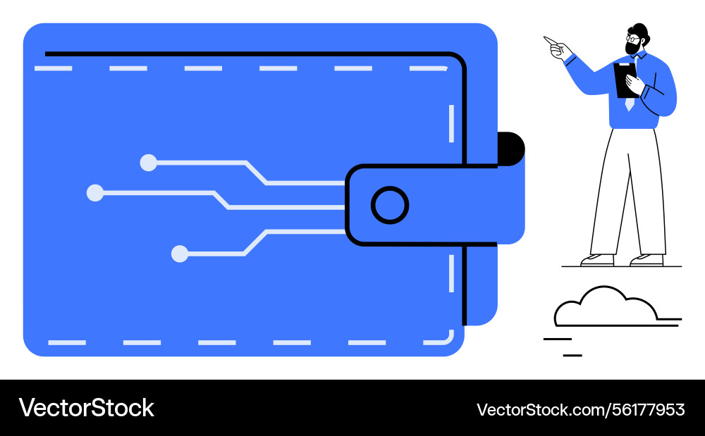 Digital wallet with circuit pathways Digital wallet with circuit pathways vector image