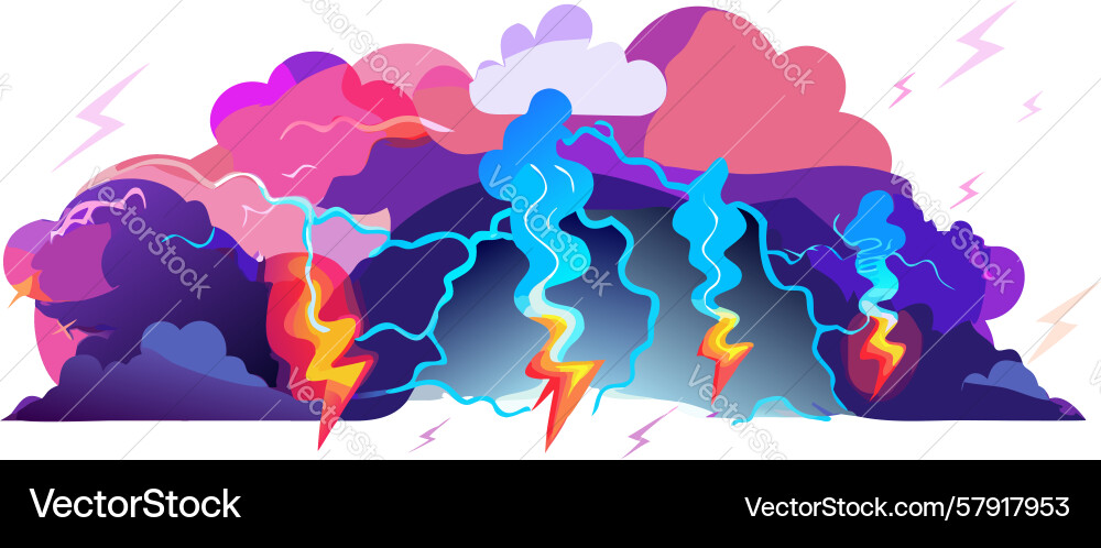 Lightning burst from storm clouds abstract design vector image
