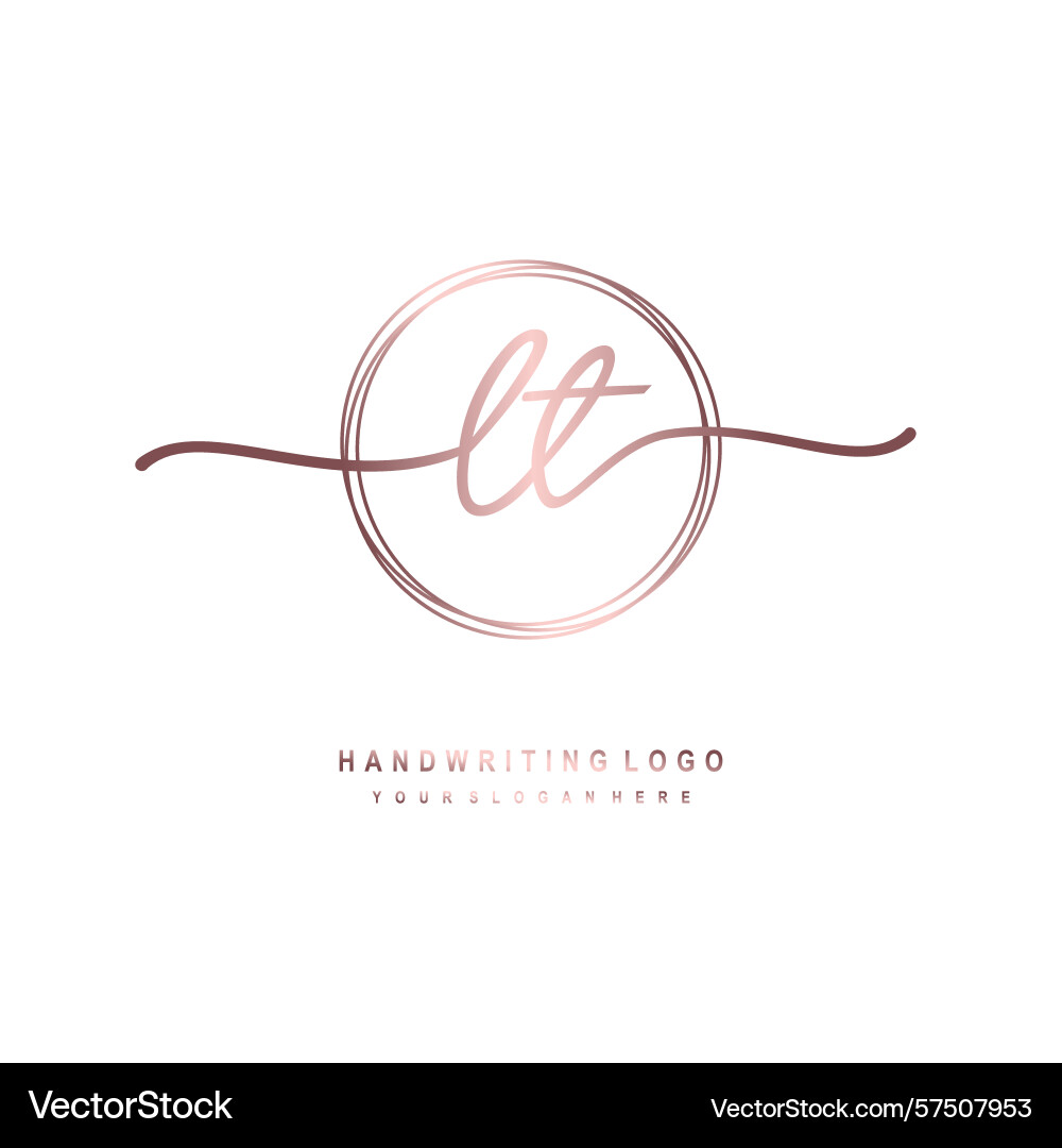 Lt initial handwriting logo with circular wave Vector Image