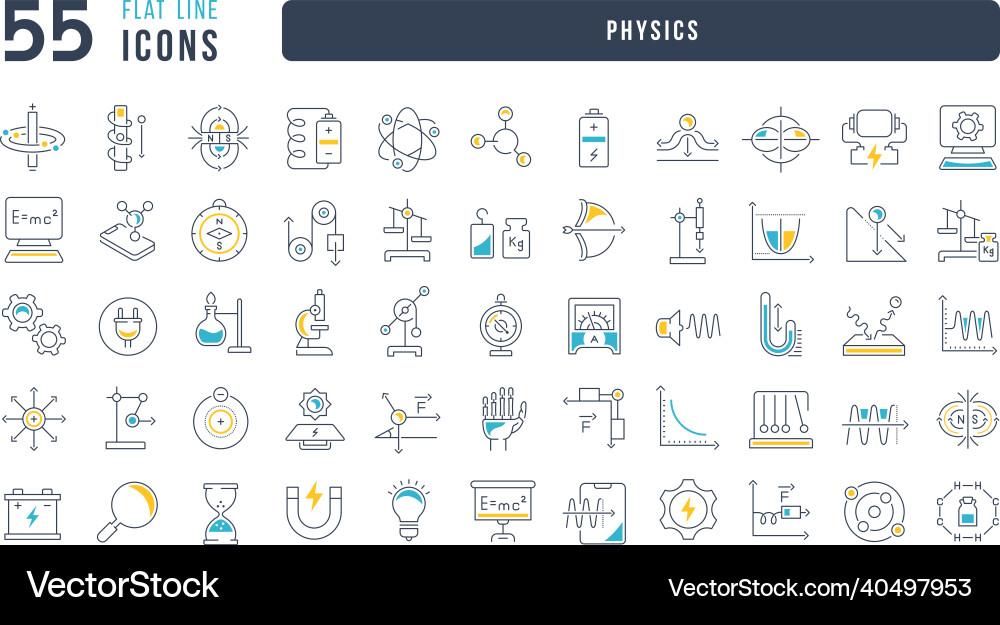 Set of linear icons physics Set of linear icons physics vector image