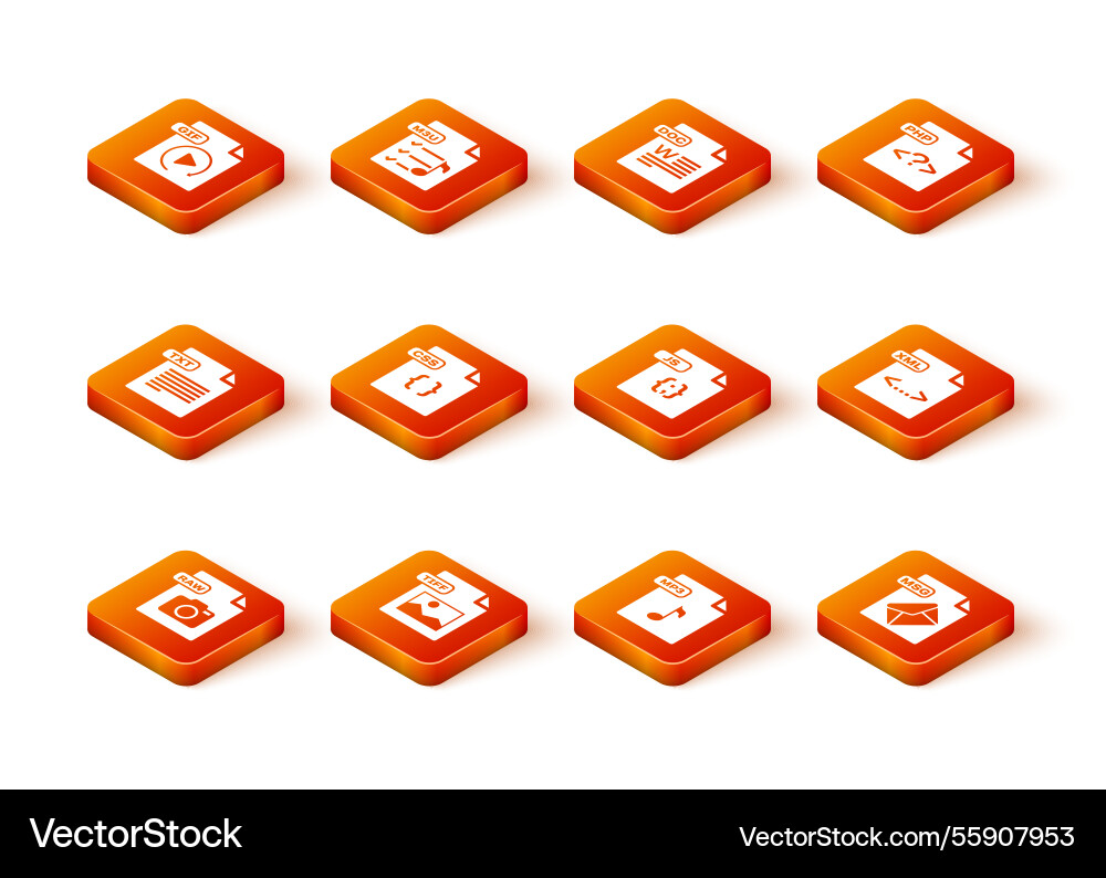 Set raw file document tiff txt css mp3 js msg Set raw file document tiff txt css mp3 js msg vector image