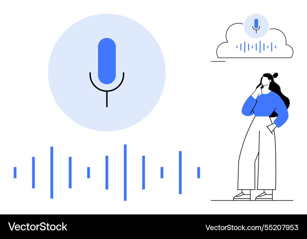 Voice assistant technology concept with a user Vector Image