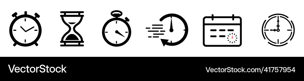 Alarm & Timer Icons - Clock Set vector image