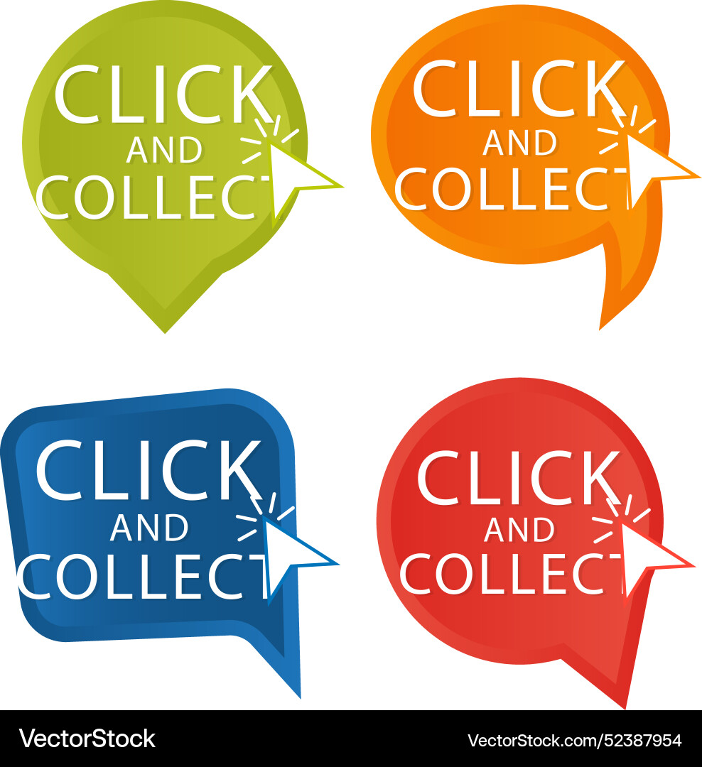 Click and collect buttons collection vector image