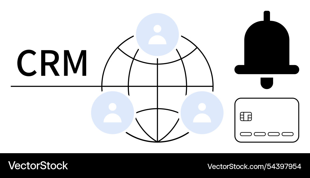 Crm icon with global network user avatars Crm icon with global network user avatars vector image