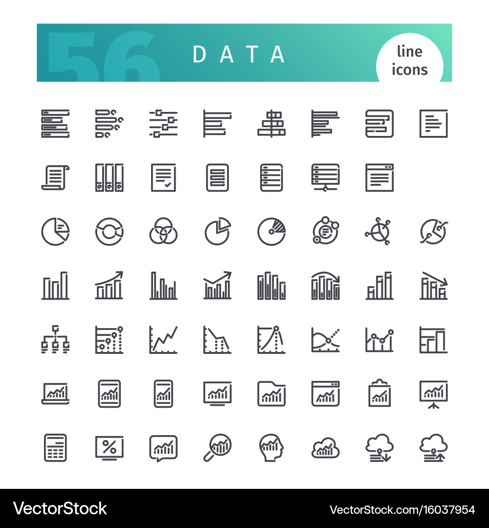 Data Line Icons - Analytics Collection Vector Image