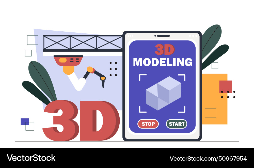 Designer 3d modeling concept Designer 3d modeling concept vector image