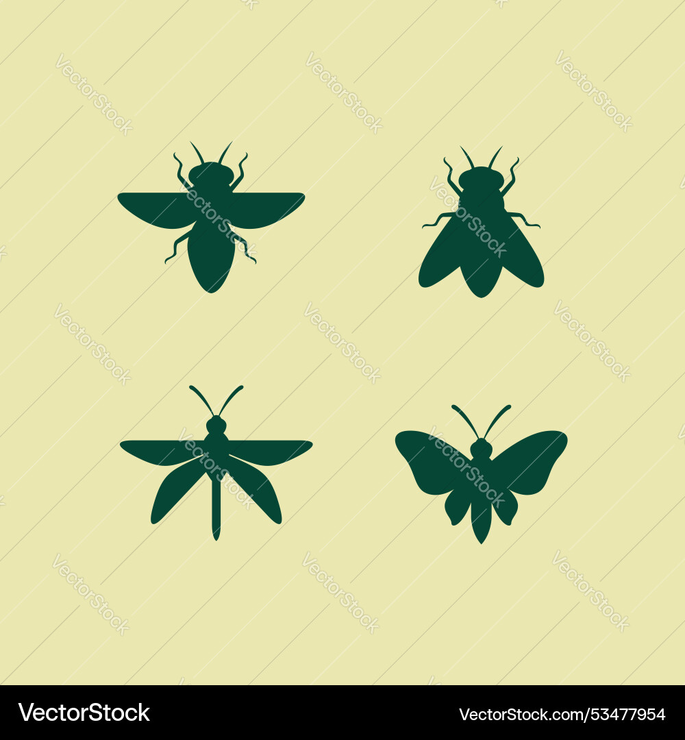 Flying insect set icon collection design Vector Image