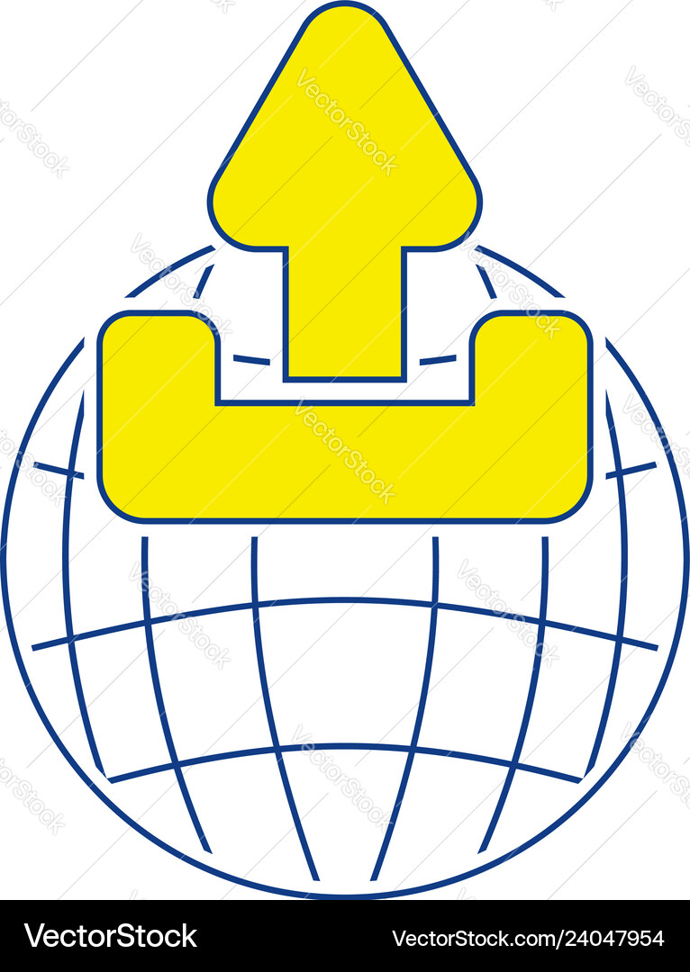 Globe with upload symbol icon Globe with upload symbol icon vector image