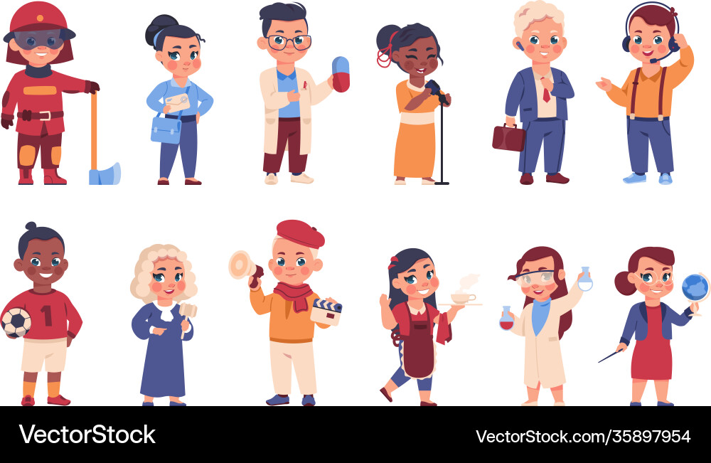 Kids in uniform cartoon cheerful children Kids in uniform cartoon cheerful children vector image