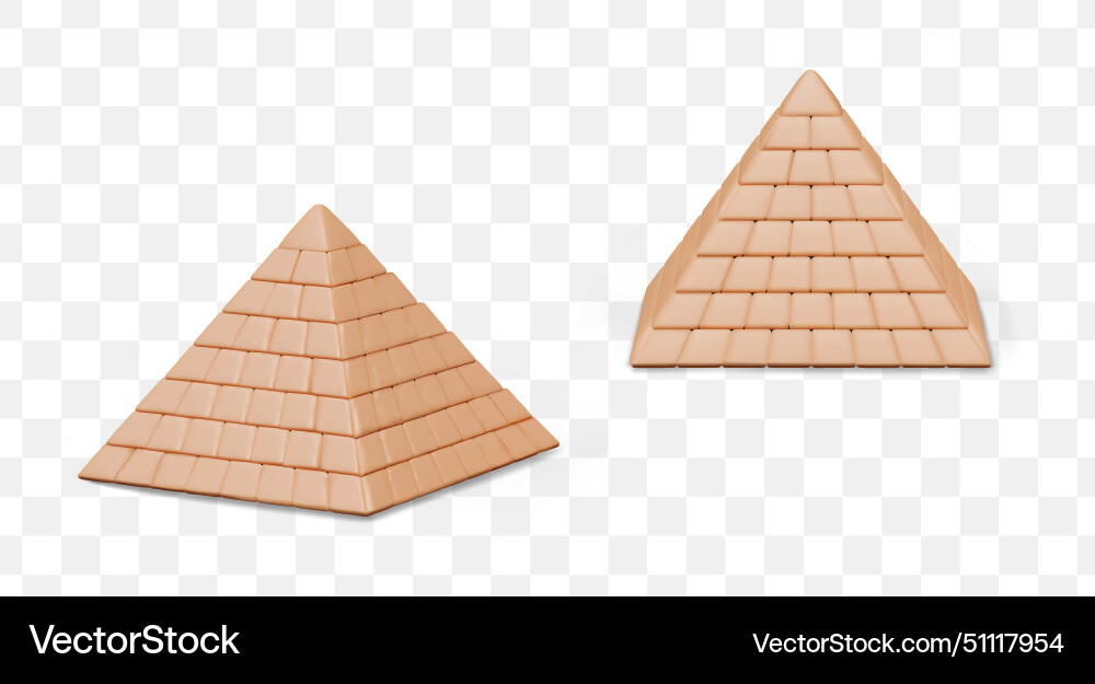 Realistic pyramid in different positions set vector image