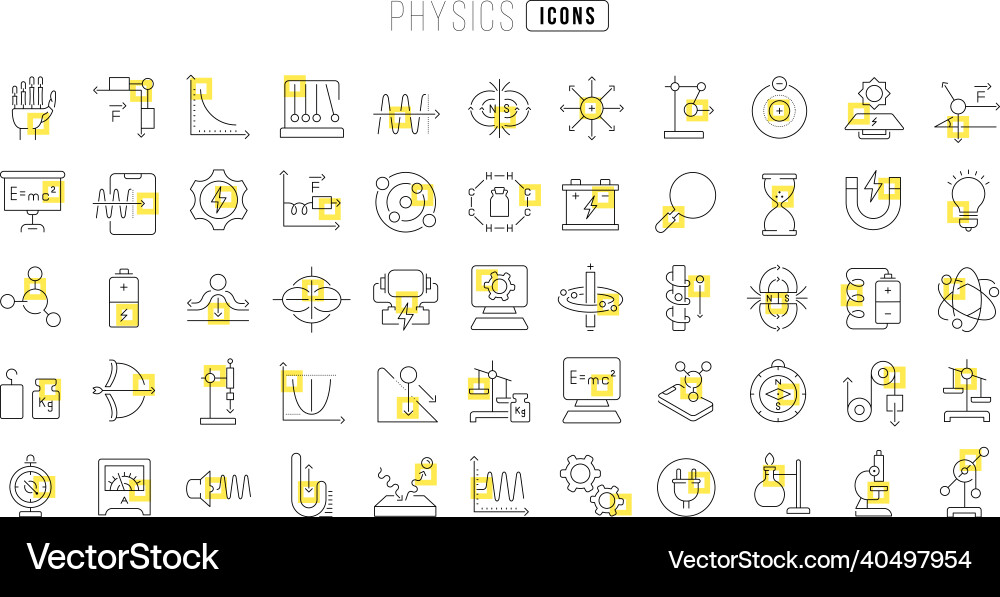 Set of linear icons physics Set of linear icons physics vector image