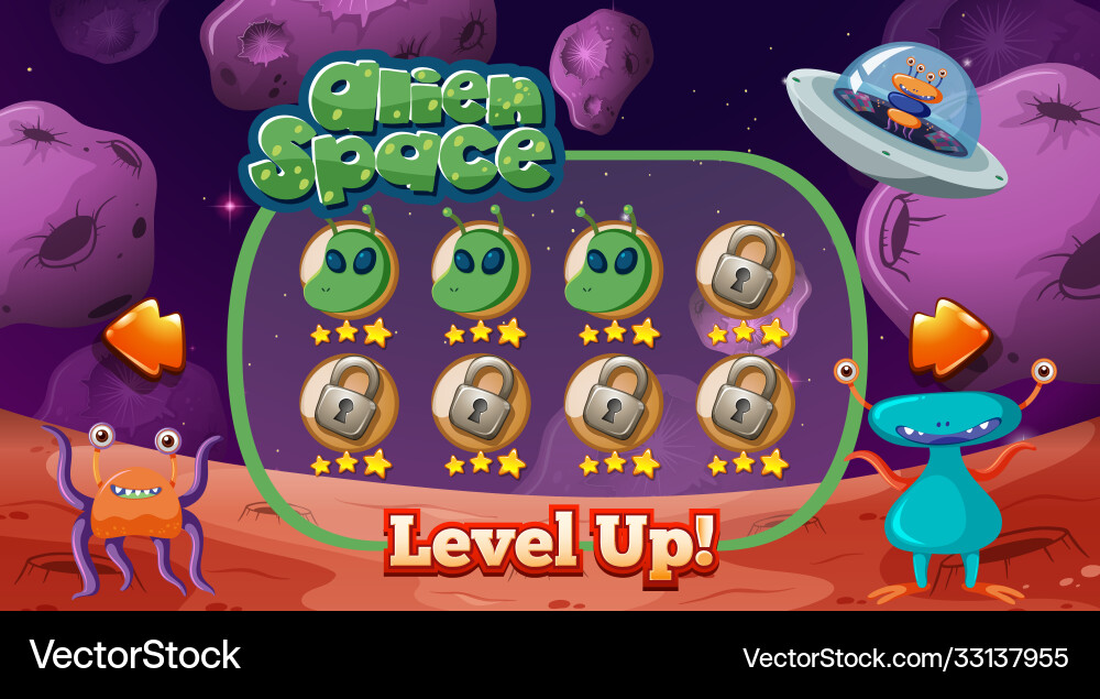 Alien in space game template vector image