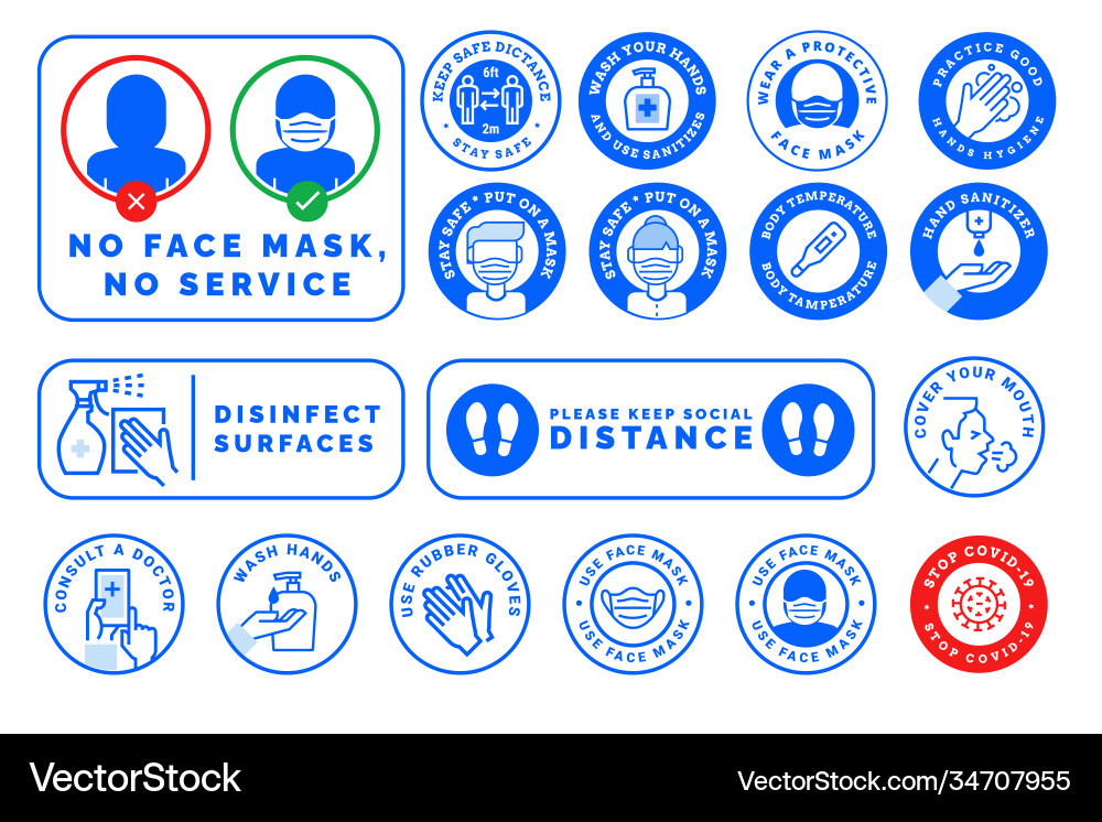 Set coronavirus covid-19 prevention signs Set coronavirus covid-19 prevention signs vector image