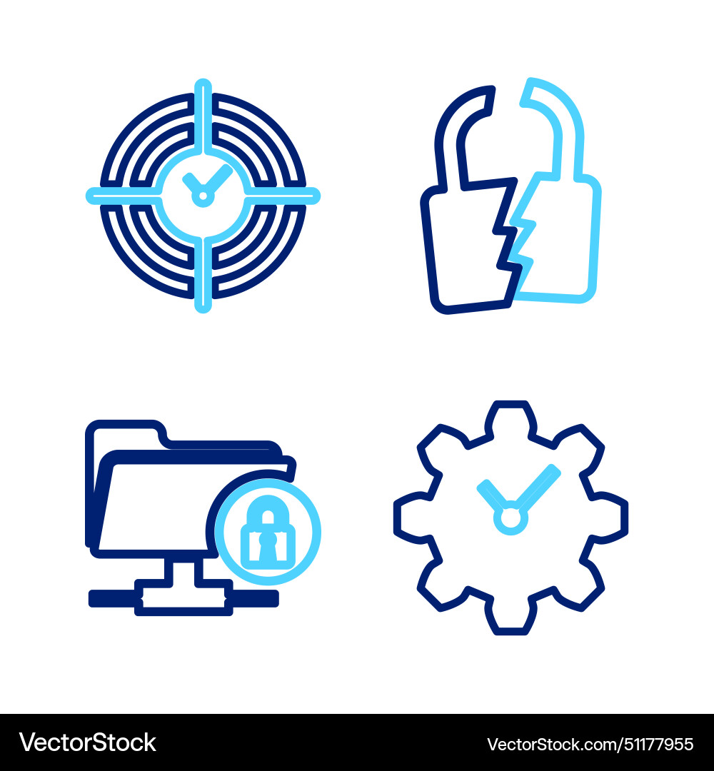 Set line time management ftp folder and lock Set line time management ftp folder and lock Vector Image