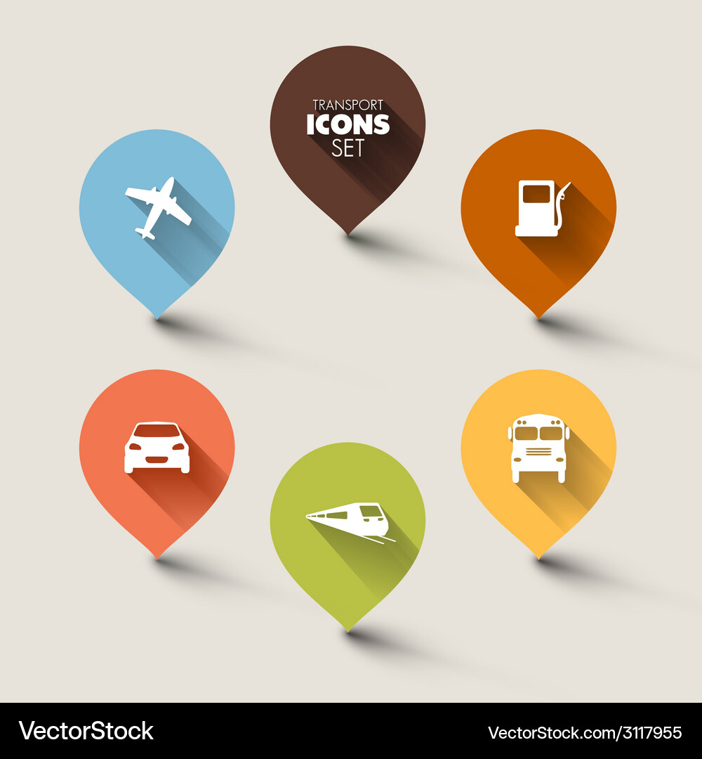 Set of retro round flat transport pointers Vector Image