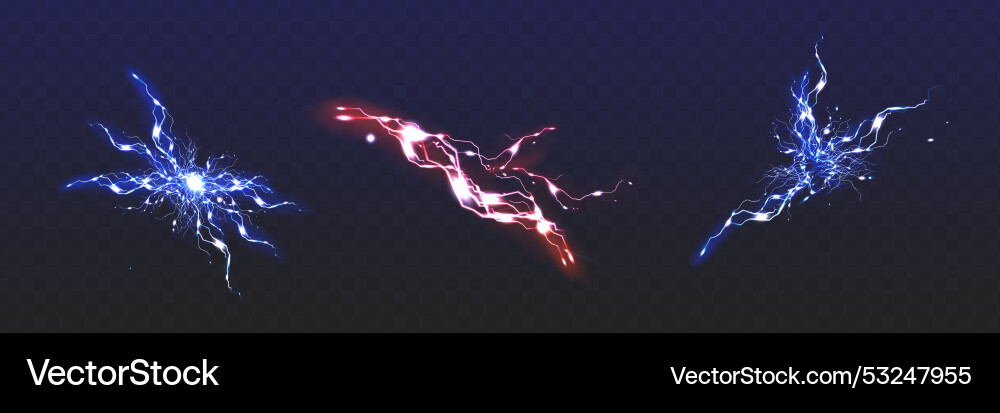 Set of the isolated realistic lightnings with tran Set of the isolated realistic lightnings with tran vector image