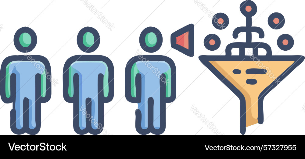 User data filtration funnel icon for analytics vector image