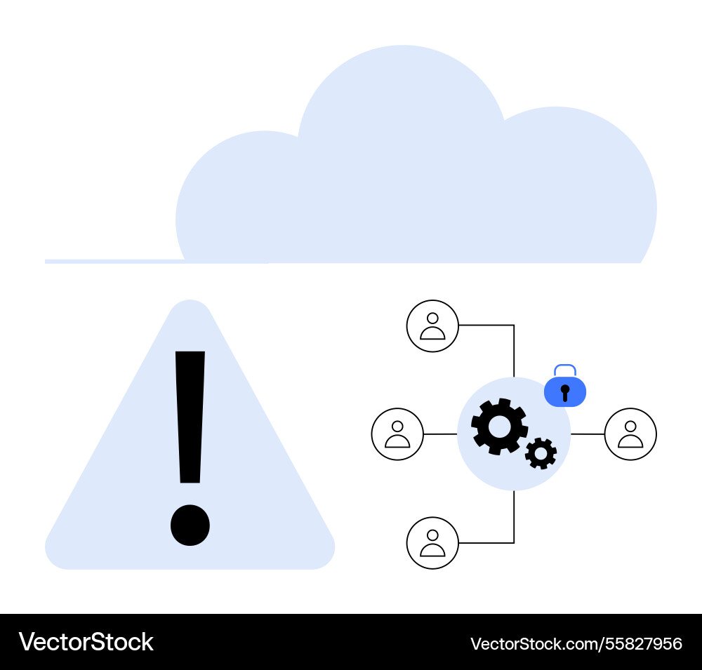Cloud computing security with warning sign Vector Image