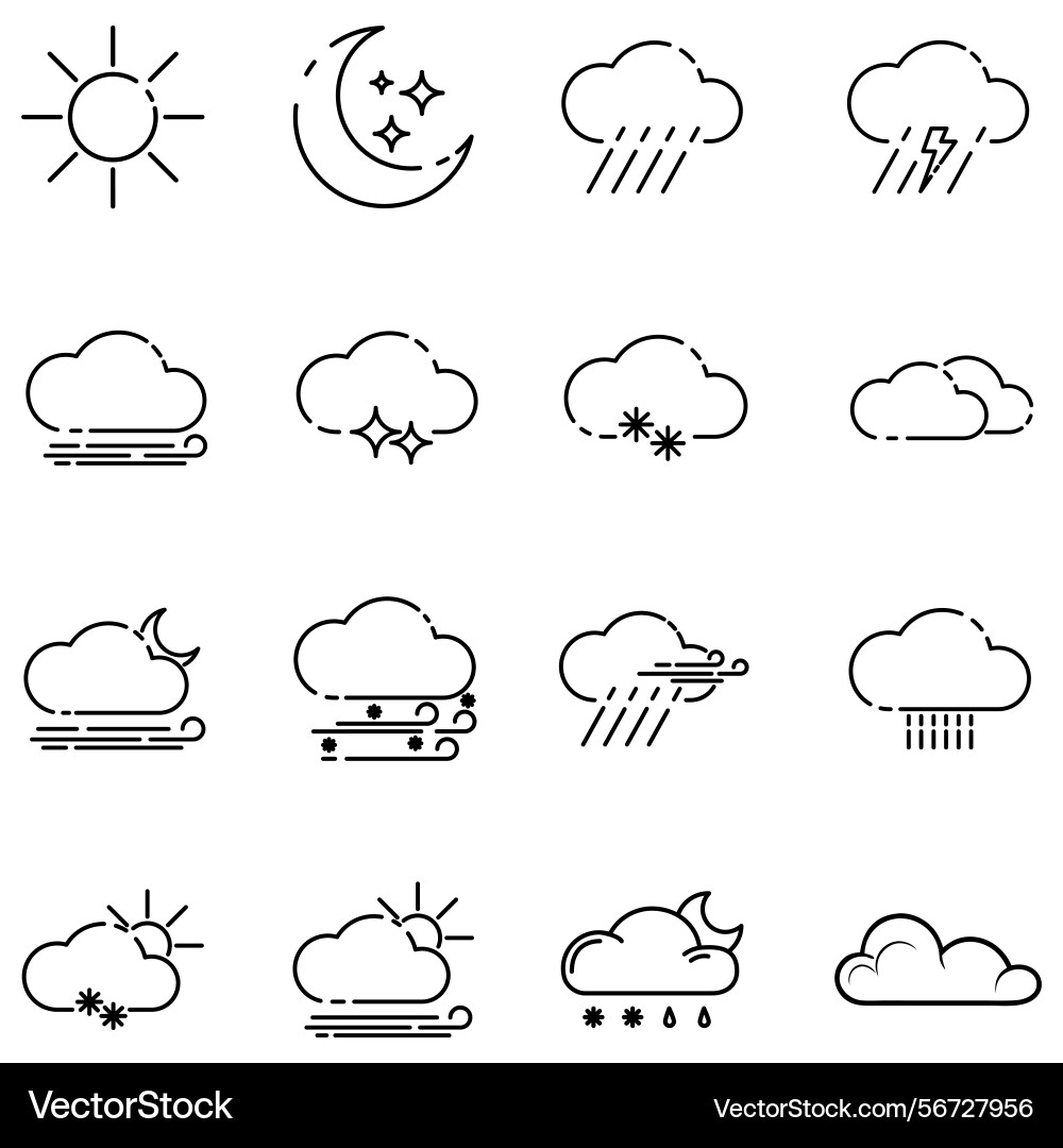 Clouds icons set of in different form Vector Image