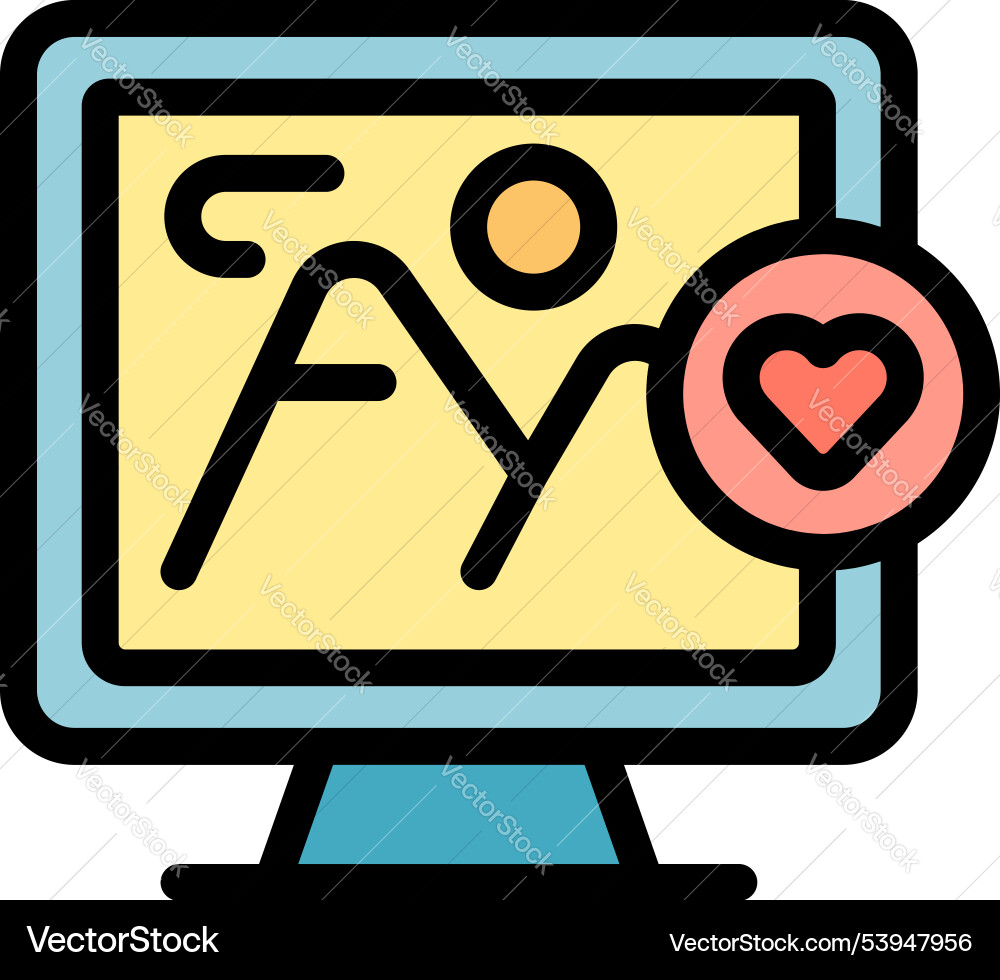 Computer monitor displaying image with heart icon vector image