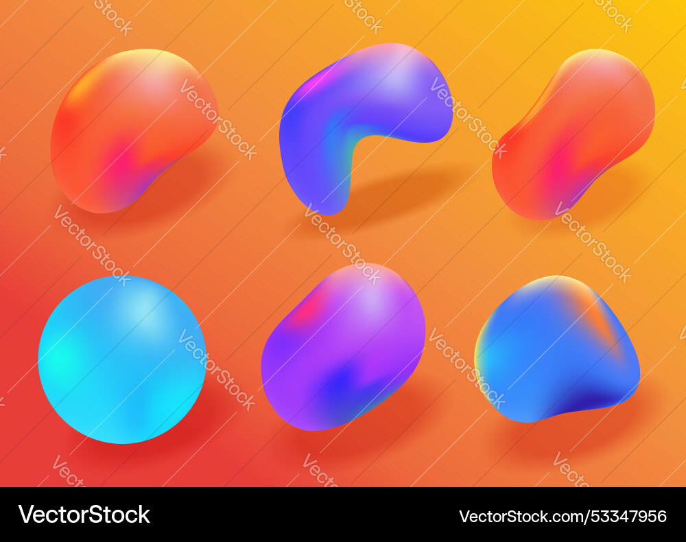 Fluid liquid 3d shapes blob design abstract Vector Image