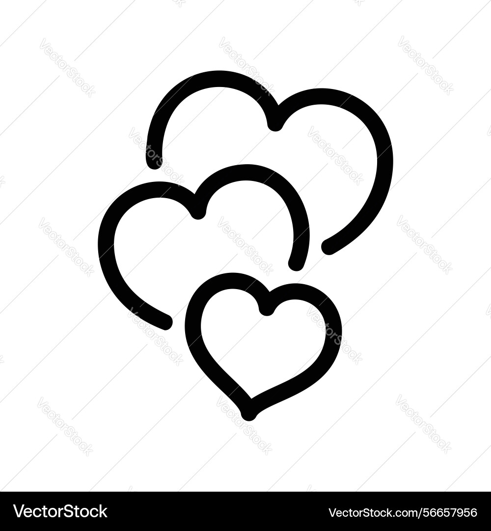 Group of multiple overlapping heart symbols Vector Image
