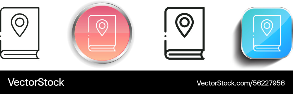 Map icon thin linear regular and button style Map icon thin linear regular and button style Vector Image