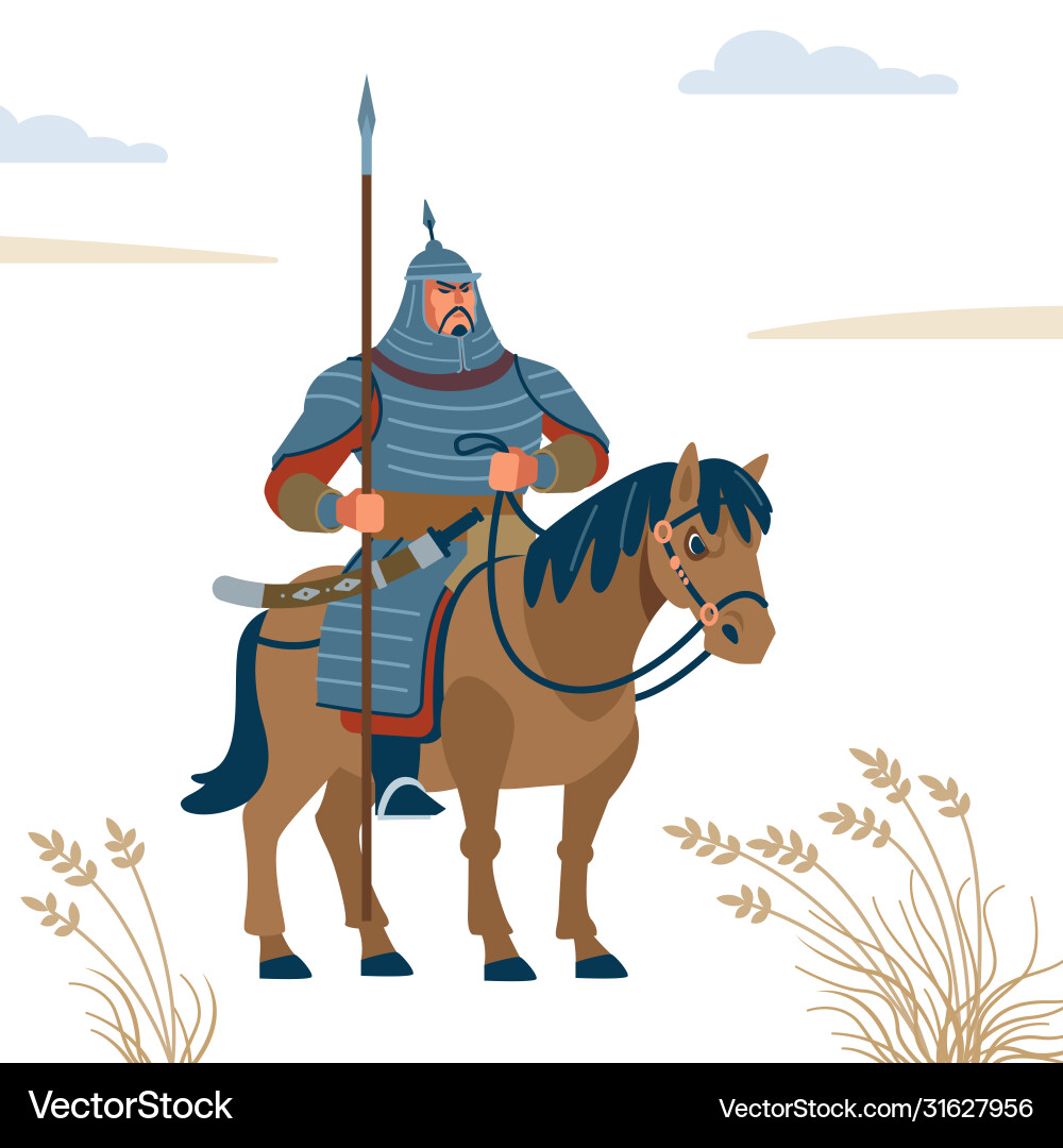 Mongol Krieger starke Charakter Mongol Krieger starke Charakter vektorbild