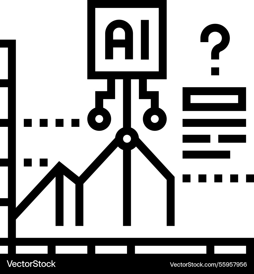 Predictive analytics graph ai integration line vector image