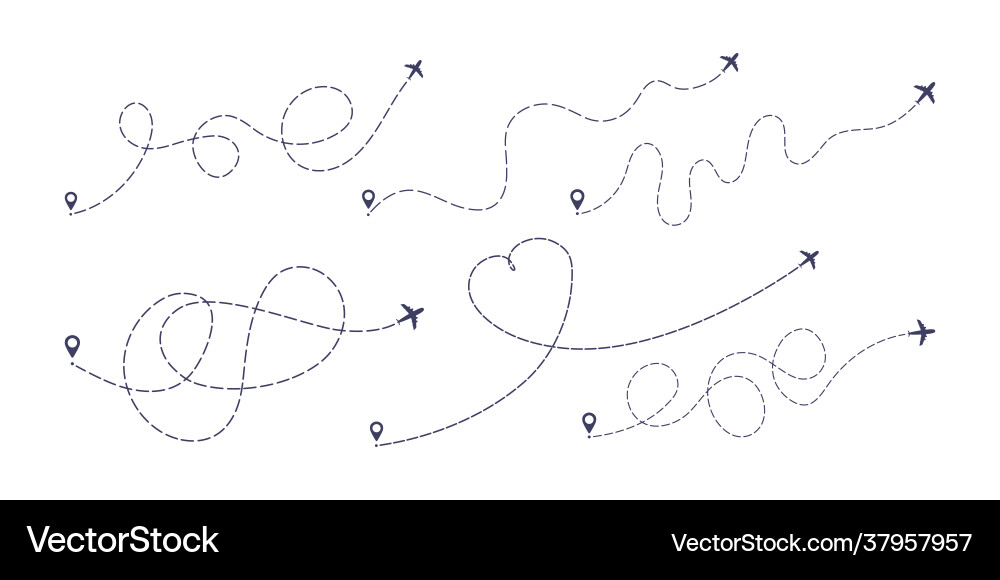 Airplane dashed line path flat style design Airplane dashed line path flat style design vector image