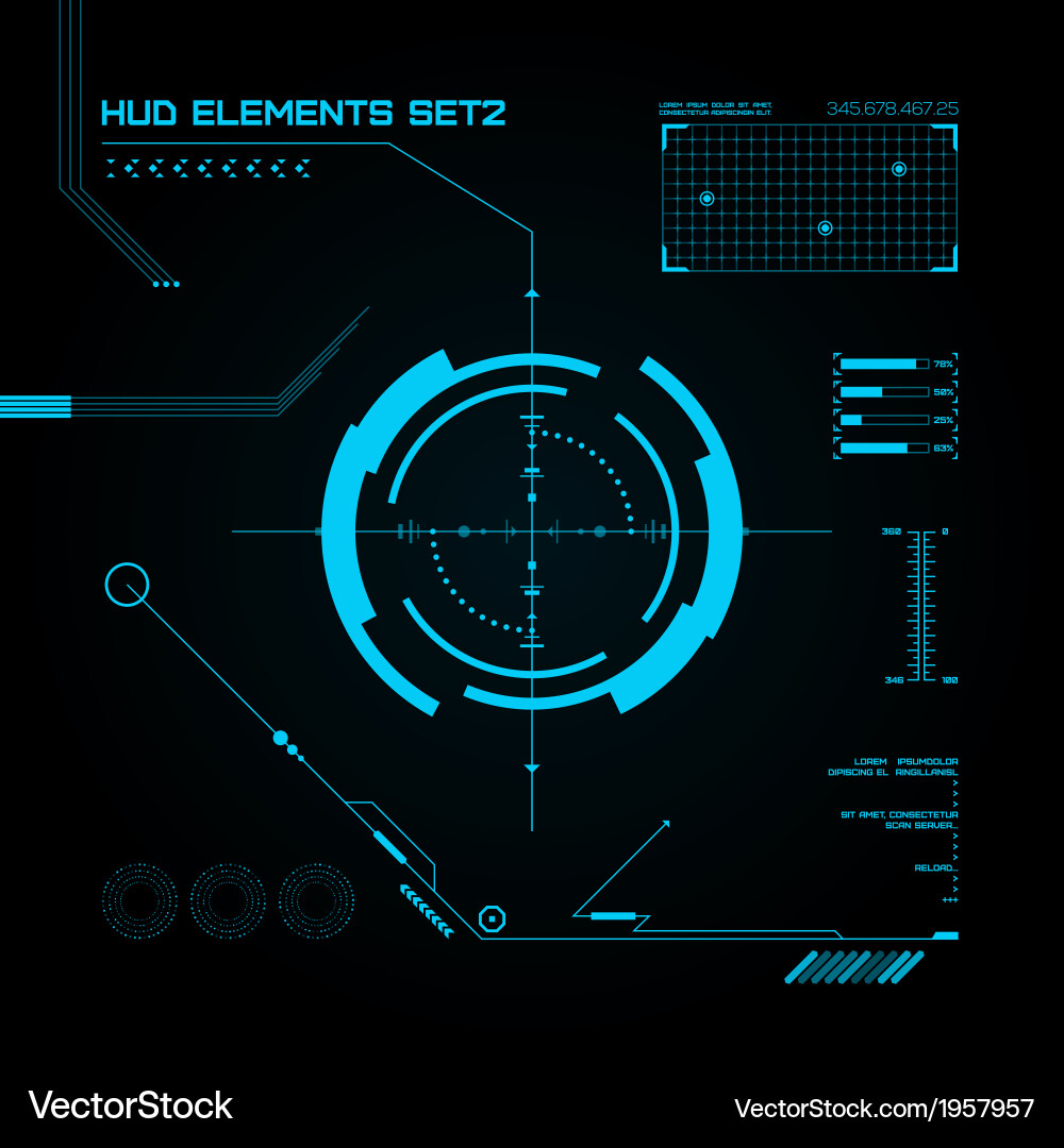 Futuristic User Interface Set - HUD & GUI vector image