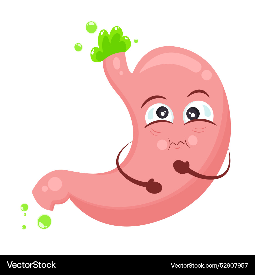 Nauseous cartoon stomach Nauseous cartoon stomach vector image